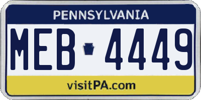 PA license plate MEB4449