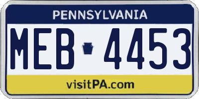 PA license plate MEB4453