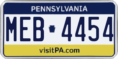 PA license plate MEB4454
