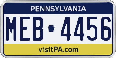 PA license plate MEB4456