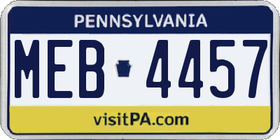 PA license plate MEB4457