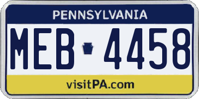 PA license plate MEB4458
