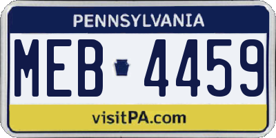 PA license plate MEB4459