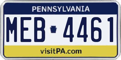 PA license plate MEB4461