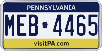 PA license plate MEB4465