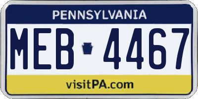 PA license plate MEB4467