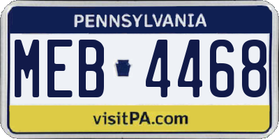 PA license plate MEB4468