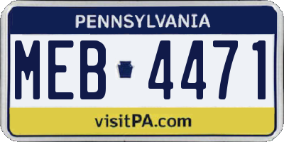 PA license plate MEB4471