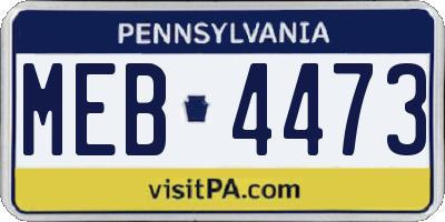 PA license plate MEB4473