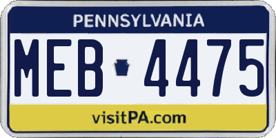 PA license plate MEB4475