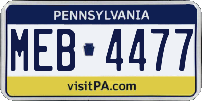 PA license plate MEB4477