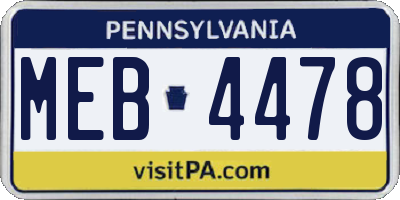 PA license plate MEB4478