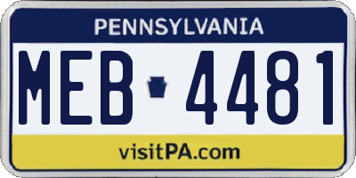 PA license plate MEB4481
