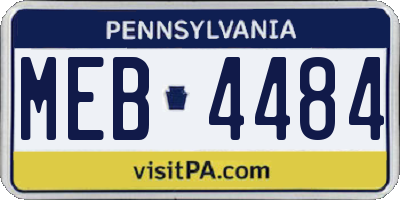PA license plate MEB4484