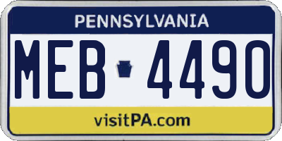 PA license plate MEB4490