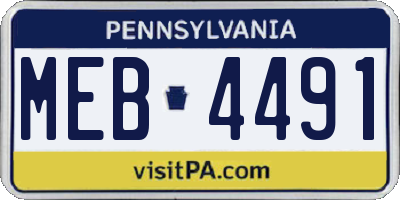 PA license plate MEB4491
