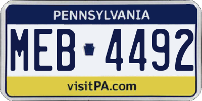 PA license plate MEB4492