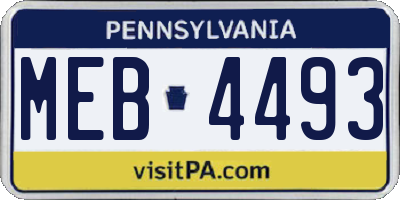 PA license plate MEB4493