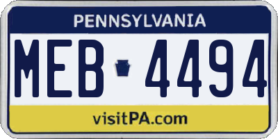 PA license plate MEB4494