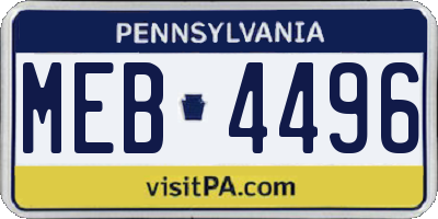 PA license plate MEB4496