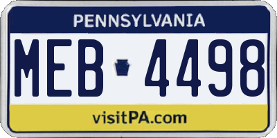 PA license plate MEB4498