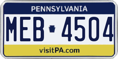 PA license plate MEB4504