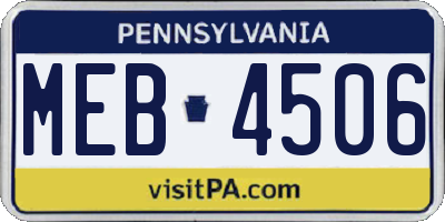 PA license plate MEB4506