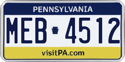 PA license plate MEB4512