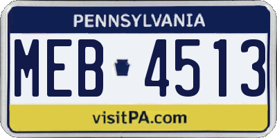 PA license plate MEB4513
