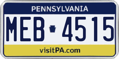 PA license plate MEB4515