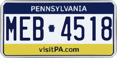 PA license plate MEB4518