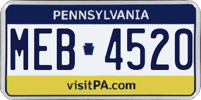 PA license plate MEB4520