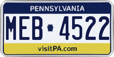 PA license plate MEB4522