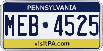 PA license plate MEB4525