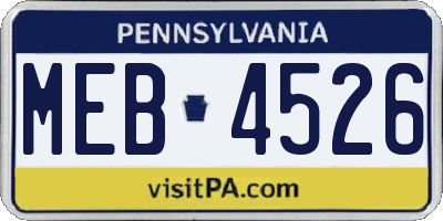 PA license plate MEB4526
