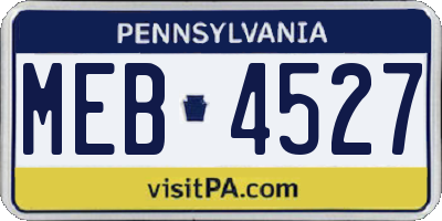 PA license plate MEB4527