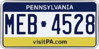 PA license plate MEB4528