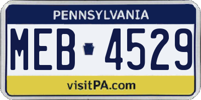 PA license plate MEB4529