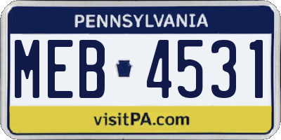 PA license plate MEB4531