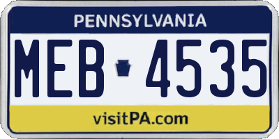 PA license plate MEB4535