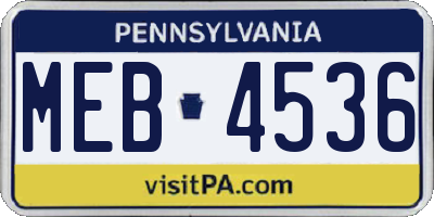PA license plate MEB4536