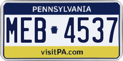 PA license plate MEB4537