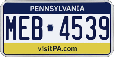 PA license plate MEB4539