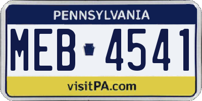 PA license plate MEB4541