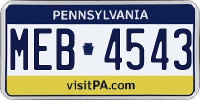 PA license plate MEB4543