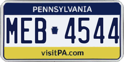 PA license plate MEB4544