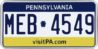 PA license plate MEB4549