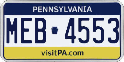 PA license plate MEB4553