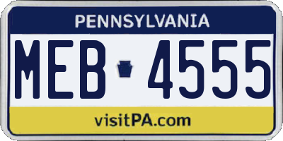PA license plate MEB4555