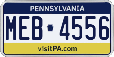 PA license plate MEB4556